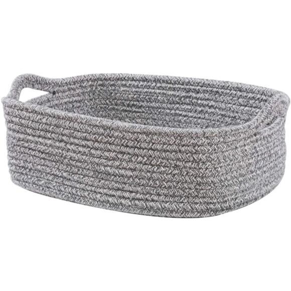 Woven Cotton Rope Storage Basket,Cube Changing Table Organizer for Closet Towels - Picture 1 of 7